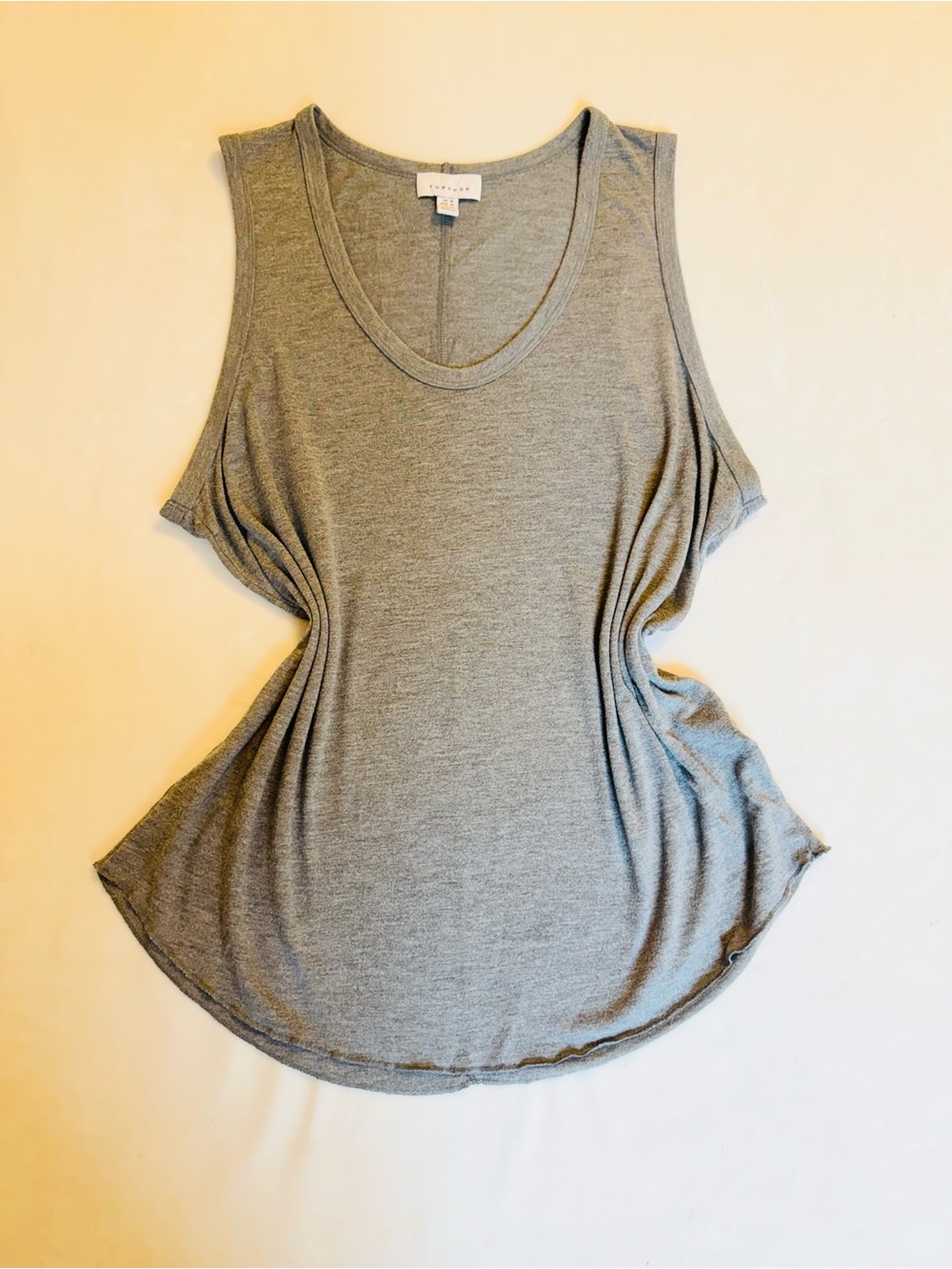 Topshop Women's Gray Sleeveless Deep Scoop Neck Relaxed Fit Top